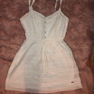 White lace strap sundress button up